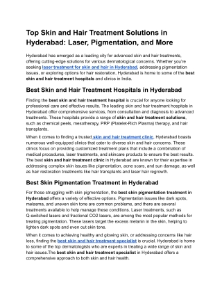 Top Skin and Hair Treatment Solutions in Hyderabad_ Laser, Pigmentation, and More