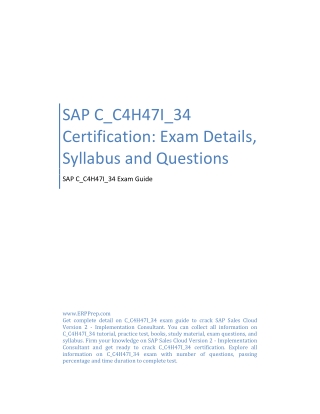 SAP C_C4H47I_34 Certification: Exam Details, Syllabus and Questions