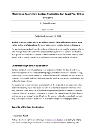 Maximizing Reach How Content Syndication Can Boost Your Online Presence