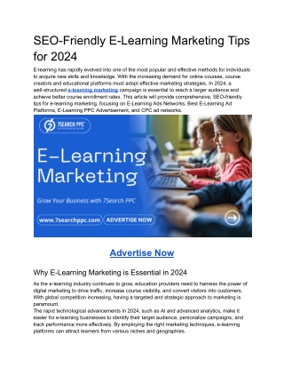 SEO-Friendly E-Learning Marketing Tips for 2024