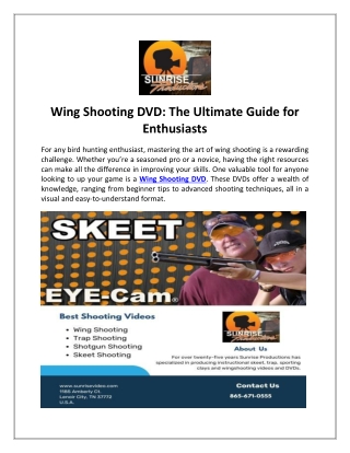 Wing Shooting DVD: The Ultimate Guide for Enthusiasts