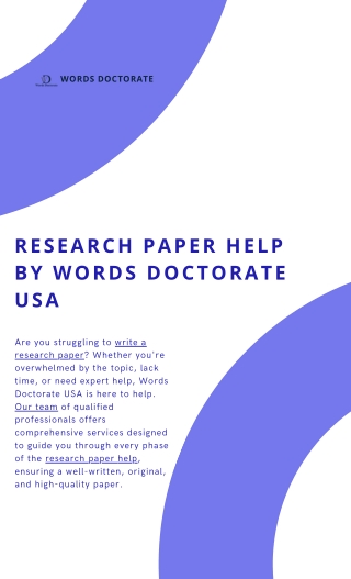 Research Paper Help by Words Doctorate USA