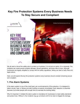 Key Fire Protection Systems Every Business Needs To Stay Secure and Compliant