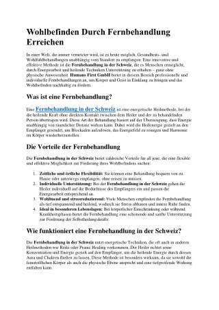 Wohlbefinden Durch Fernbehandlung Erreichen