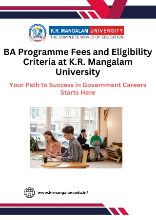 BA Programme Fees and Eligibility Criteria at K.R. Mangalam University