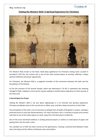 Visiting the Western Wall: A Christian Spiritual Journey | Coral Travel & Tours