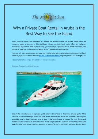 Why a Private Boat Rental in Aruba is the Best Way to See the Island