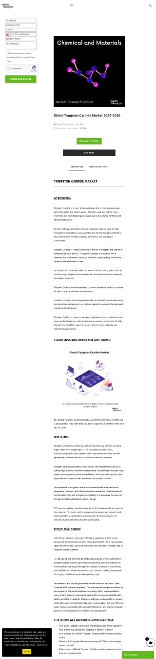 Tungsten Carbide Market Dynamics: A Global Overview of Supply and Demand
