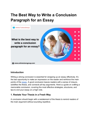 The Best Way to Write a Conclusion Paragraph for an Essay