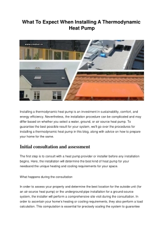 What To Expect When Installing A Thermodynamic Heat Pump