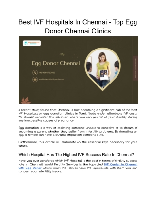 Best IVF Hospitals In Chennai - Top Egg Donor Chennai Clinics