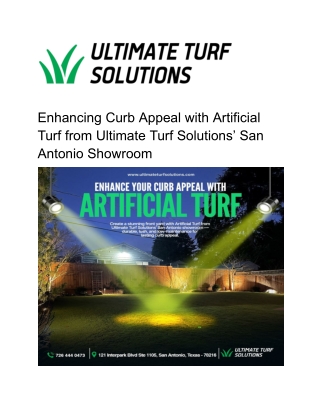 Enhancing Curb Appeal with Artificial Turf from Ultimate Turf Solutions’ San Ant