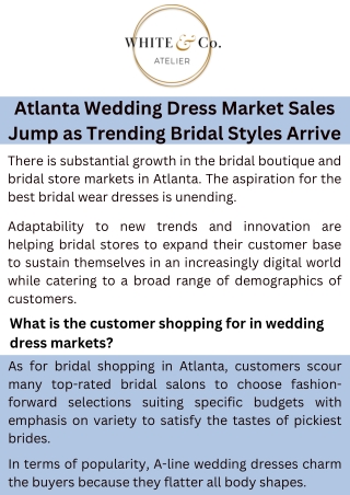 Atlanta Wedding Dress Market Sales Jump as Trending Bridal Styles Arrive