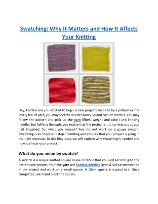 Swatching- Why It Matters and How It Affects Your Knitting