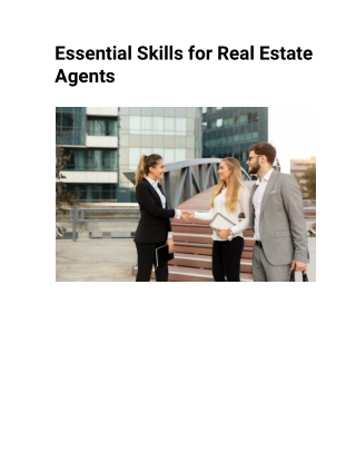 Essential Skills for Real Estate Agents from Estate Agents Royal Docks