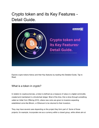 Crypto token and its Key Features - Detail Guide