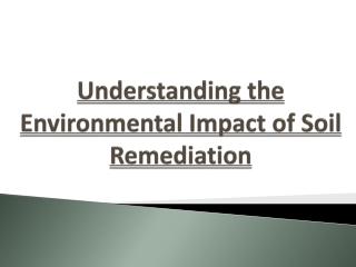 Understanding the Environmental Impact of Soil Remediation