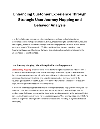 Transforming Customer Experience through Journey Mapping and Behavioral Insights