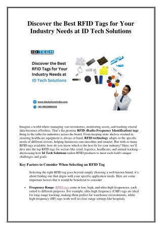 Discover the Best RFID Tags for Your Industry Needs at ID Tech Solutions