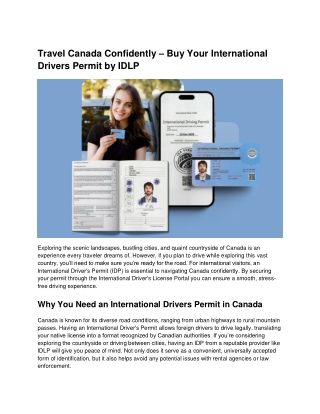 Travel Canada Confidently – Buy Your International Drivers Permit by IDLP