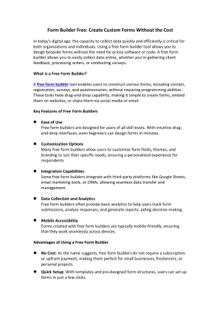 Form Builder Free: Create Custom Forms at No Cost