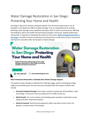 Water Damage Restoration in San Diego