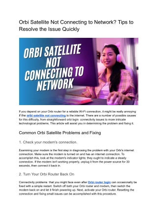 Orbi Satellite Not Connecting to Network? Tips to Resolve the Issue Quickly