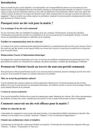 “Promouvoir l’histoire locale au travers du nouveau portail communal.”