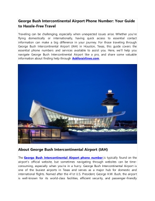 Everything You Need to Know About the George Bush International Airport Phone Nu