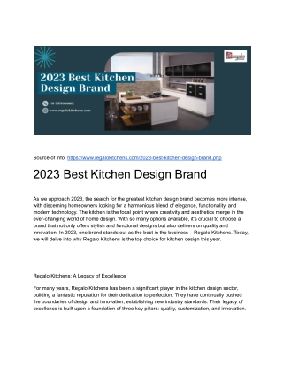 2023 Best Kitchen Design Brand