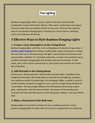 5 Creative Ways to Style Bamboo Hanging Lights in Different Rooms