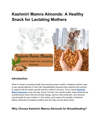 Kashmiri Mamra Almonds: A Healthy Snack for Lactating Mothers