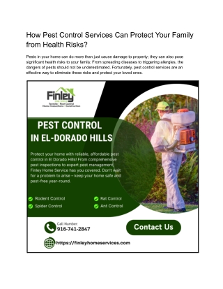 How Pest Control Services Can Protect Your Family from Health Risks