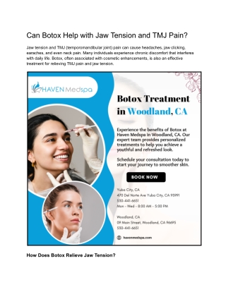 Can Botox Help with Jaw Tension and TMJ Pain