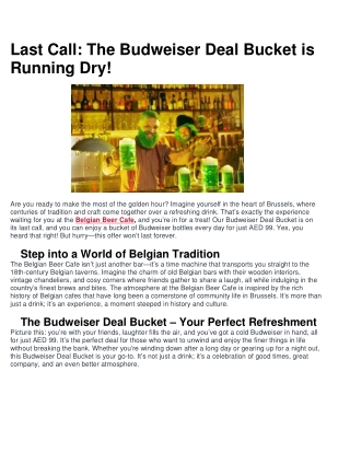 Last Call: The Budweiser Deal Bucket is Running Dry!