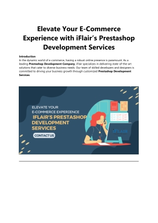 Elevate Your E-Commerce Experience with iFlair’s Prestashop Development Services