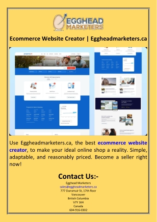 Ecommerce Website Creator  Eggheadmarketers.ca