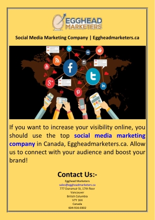 Social Media Marketing Company  Eggheadmarketers.ca