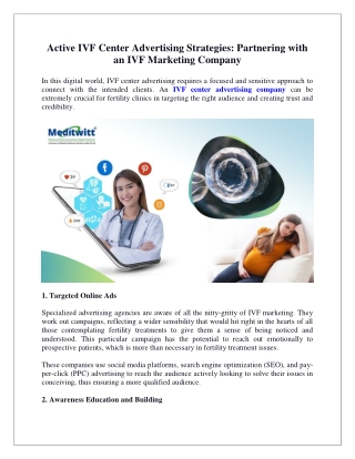 Active IVF Center Advertising Strategies Partnering with an IVF Marketing Company