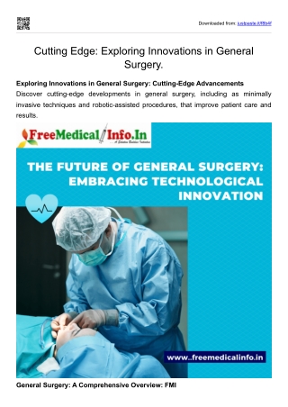 Cutting Edge Exploring Innovations in General Surgery.