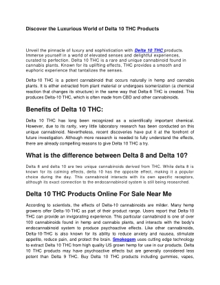 Discover the Luxurious World of Delta 10 THC Products