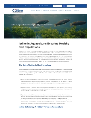 Sustainable Aquaculture Through Iodine Use