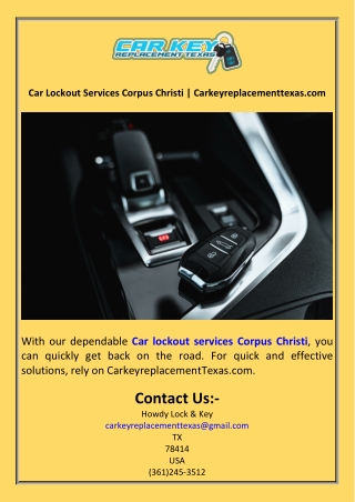 Car Lockout Services Corpus Christi  Carkeyreplacementtexas.com