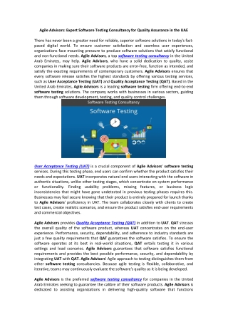 Expert Software Testing Consultancy for Quality Assurance in the UAE