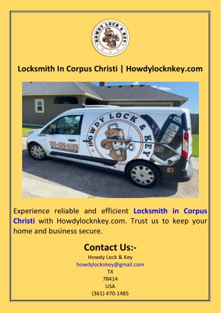 Locksmith In Corpus Christi  Howdylocknkey.com