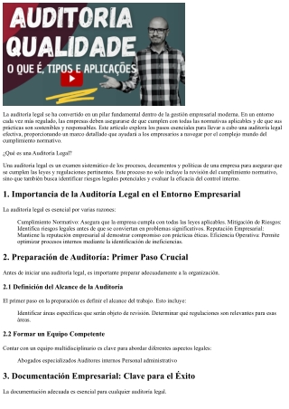 Auditoría Legal: Pasos Esenciales para tu Empresa