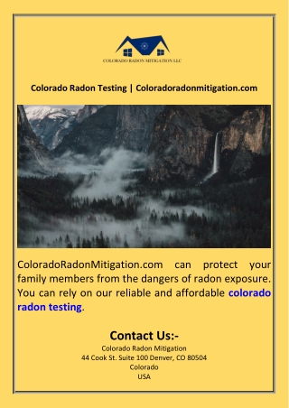 Colorado Radon Testing  Coloradoradonmitigation.com