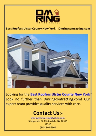 Best Roofers Ulster County New York  Dmringcontracting.com