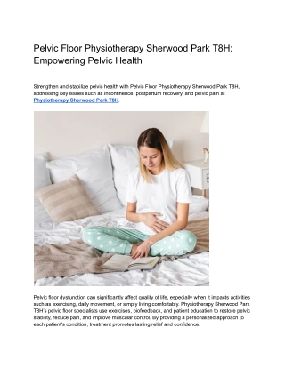 Pelvic Floor Physiotherapy Sherwood Park T8H_ Empowering Pelvic Health