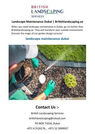 Landscape Maintenance Dubai  Britishlandscaping.ae